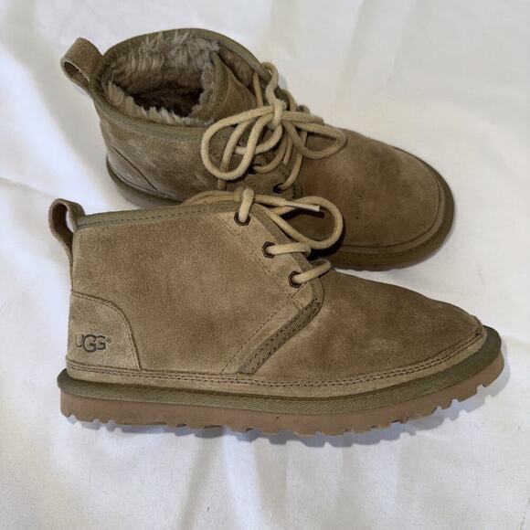 UGG Shoes - UGG Neumel Suede Sheepskin Ankle Boots Women’s Size 6 Grey Green